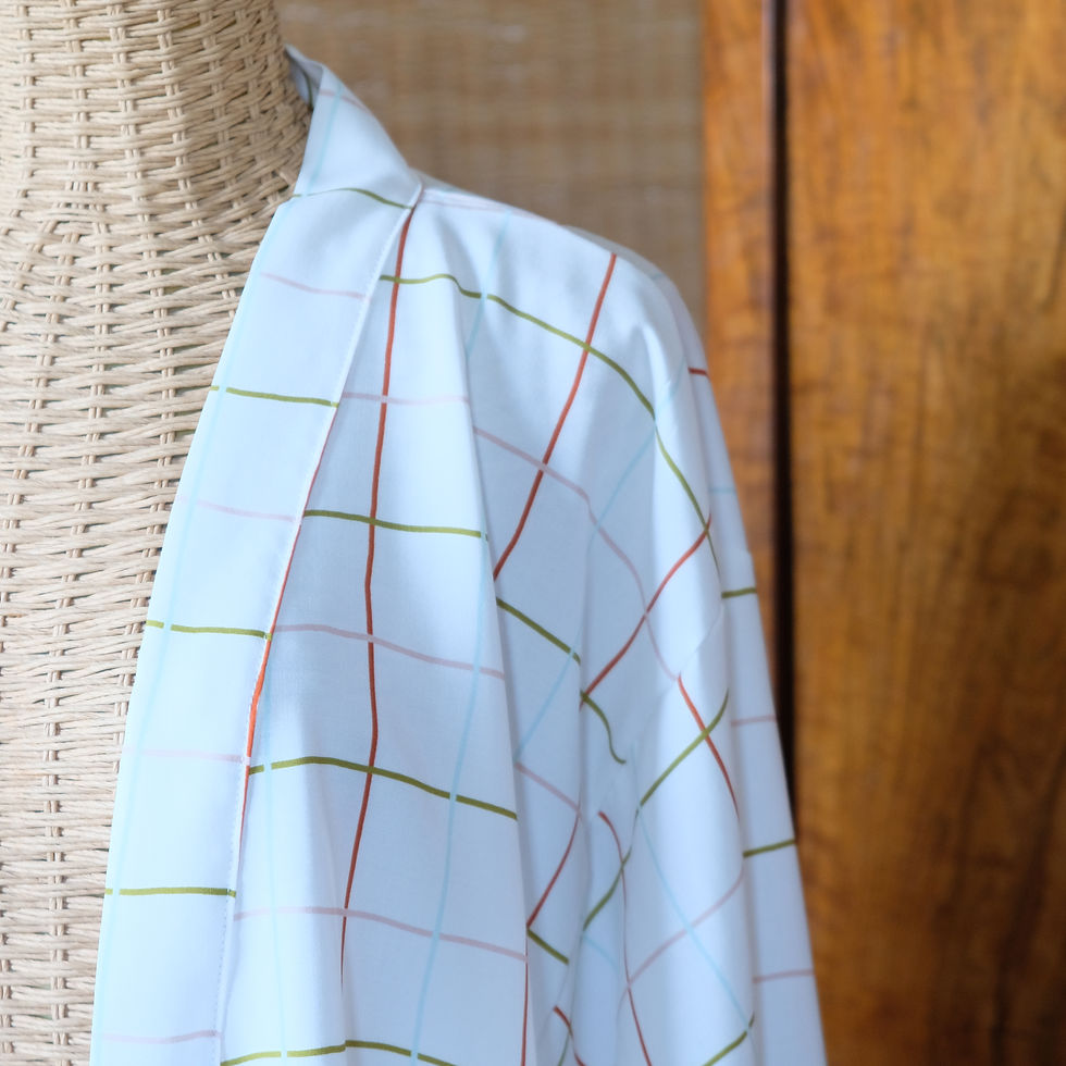 Miniature : Kimono en viscose - Blanc ligné