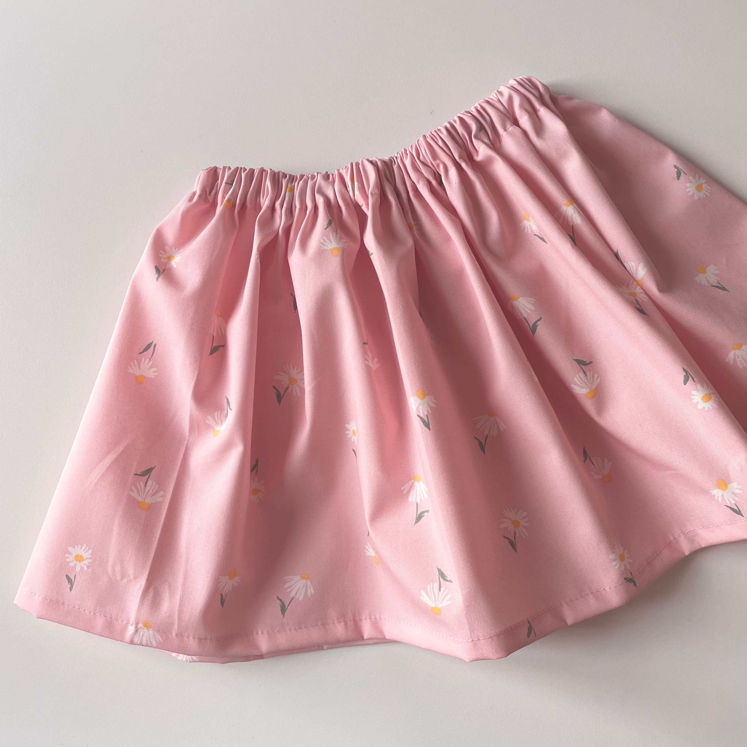 Jupette en coton - Rose et marguerites 