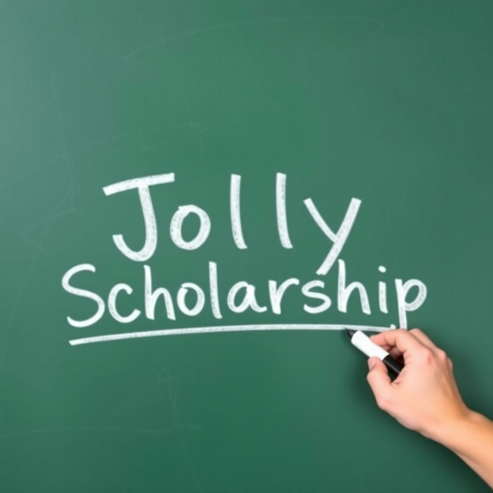 the words 'Jolly Scholarship' on a chalkboard