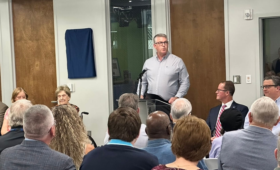 Tim Foster, director of C19 talks to those in attendance about the importance of C19 and Dot Roark's gift. Chuck Thompson | The Shelby Independent