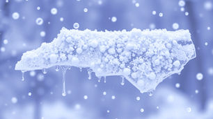 An outline of NC with snow and ice