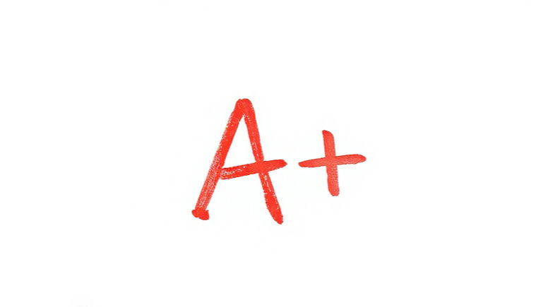 An A+ grade in Red