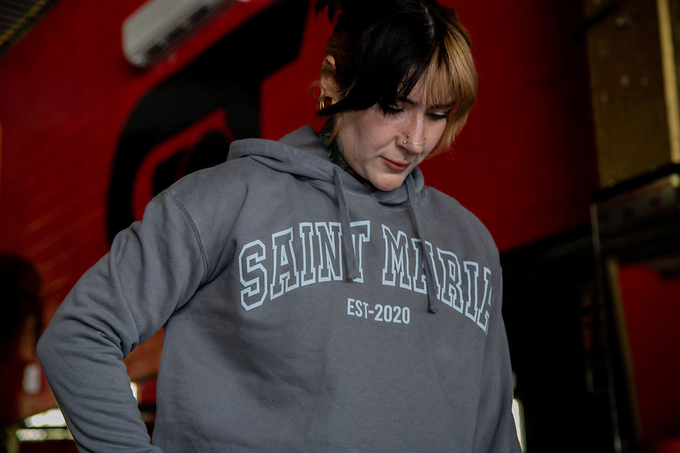 Thumbnail: CROPPED HOODIE  "SAINT MARIA" STORM GRAY