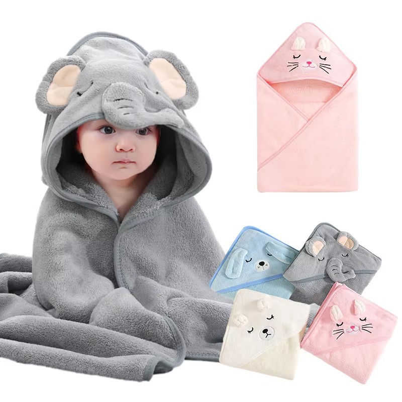 Cartoon Baby Bath Towels Soft Newborn Hooded Towel Blanket Cute Toddler Bathrobe