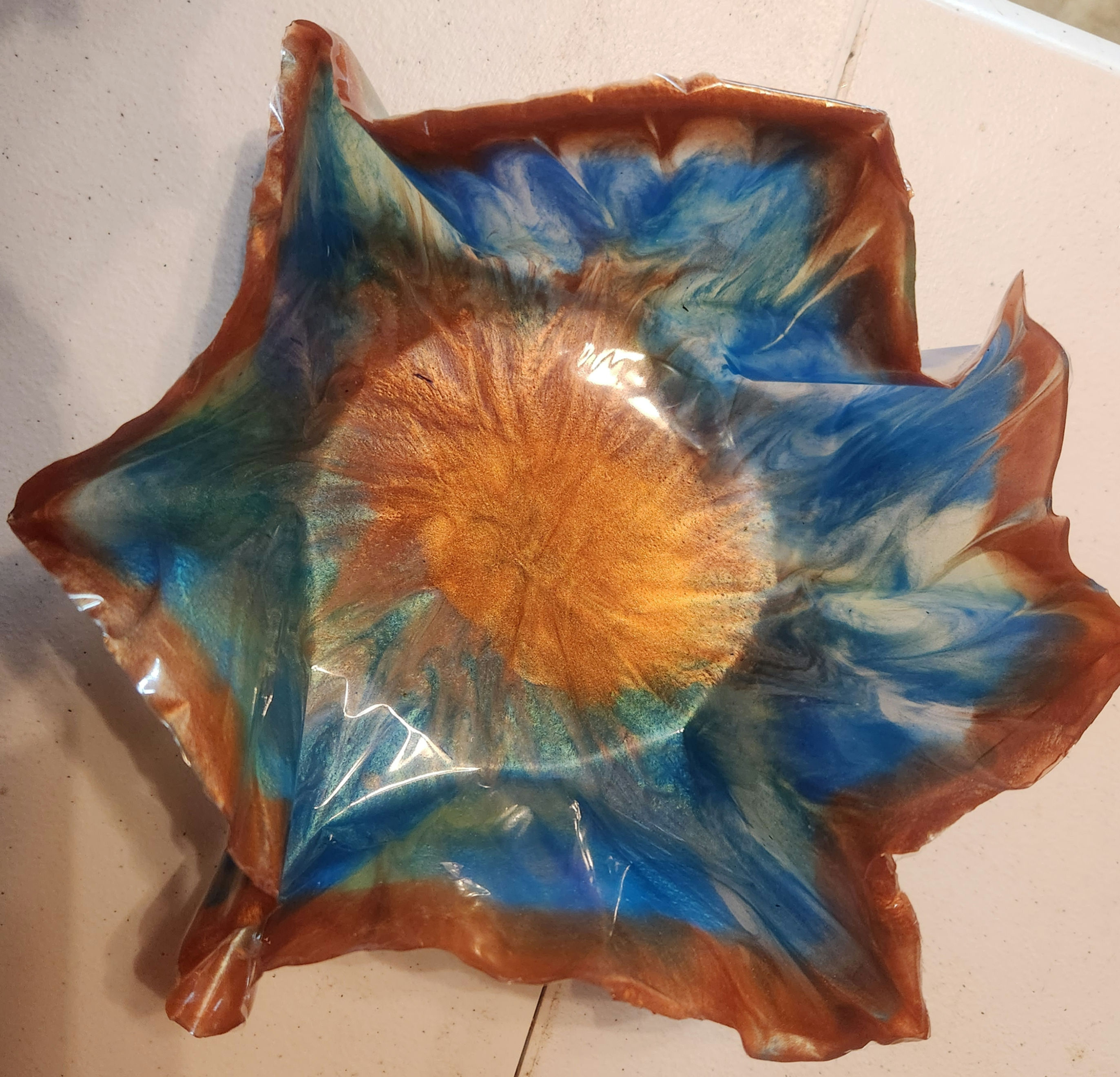 Bronze/blue freeform bowl