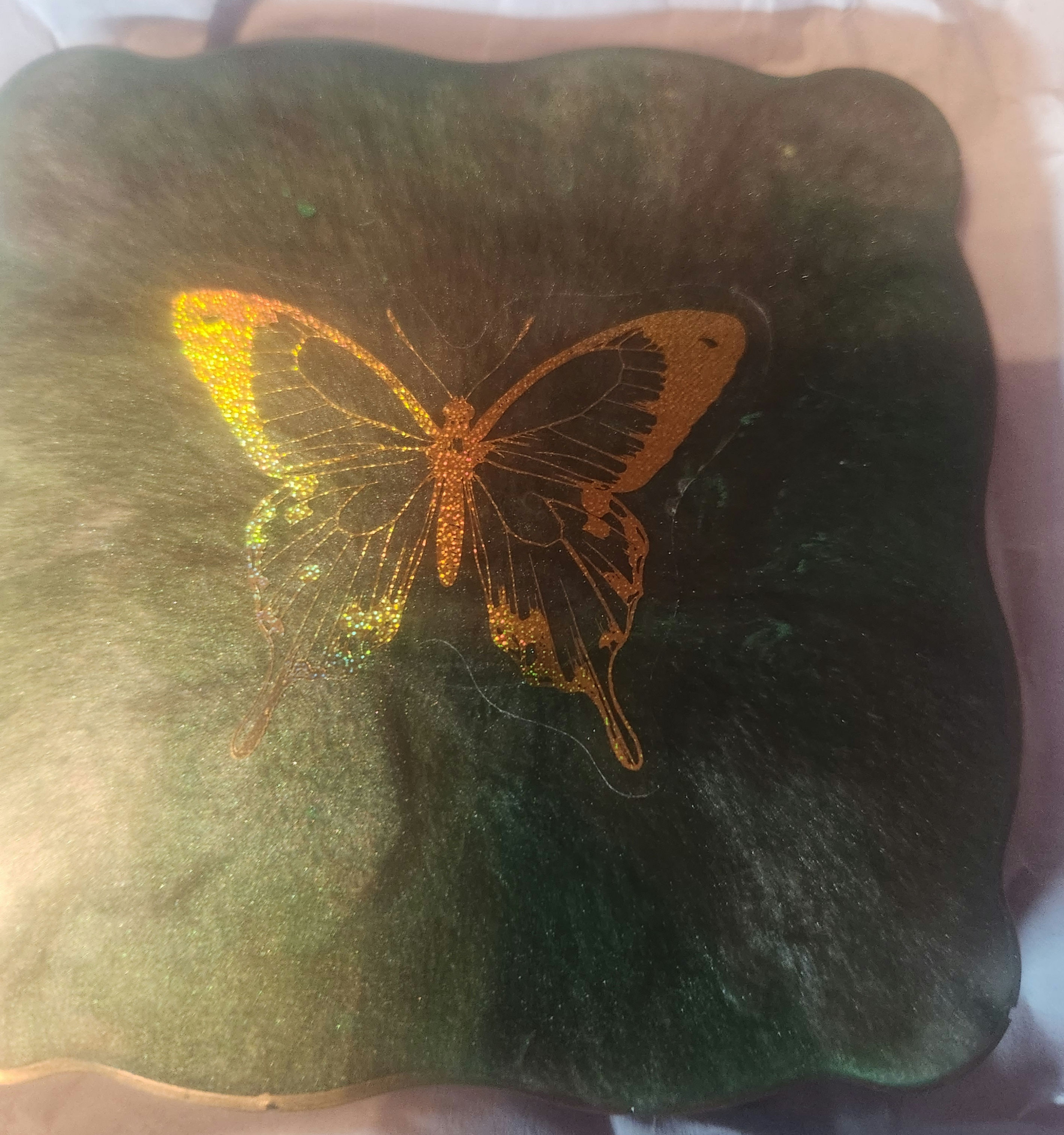 Green with butterfly coaster