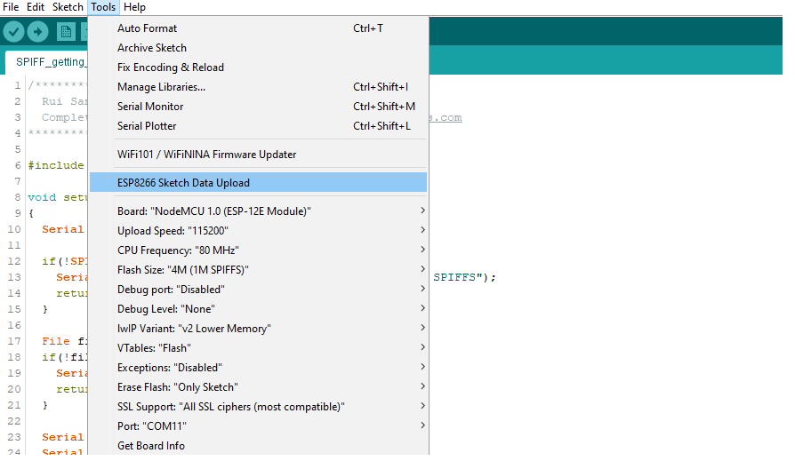 Part 4 : Intermediate level , lesson 1 : Install ESP8266 Filesystem ...