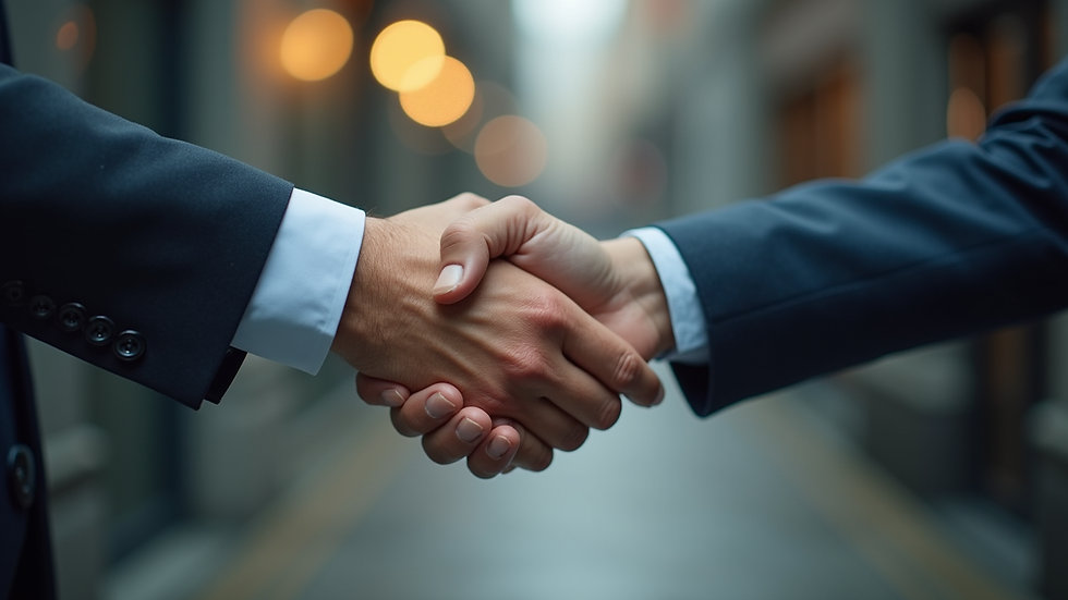 High angle view of a professional shaking hands with a mentor