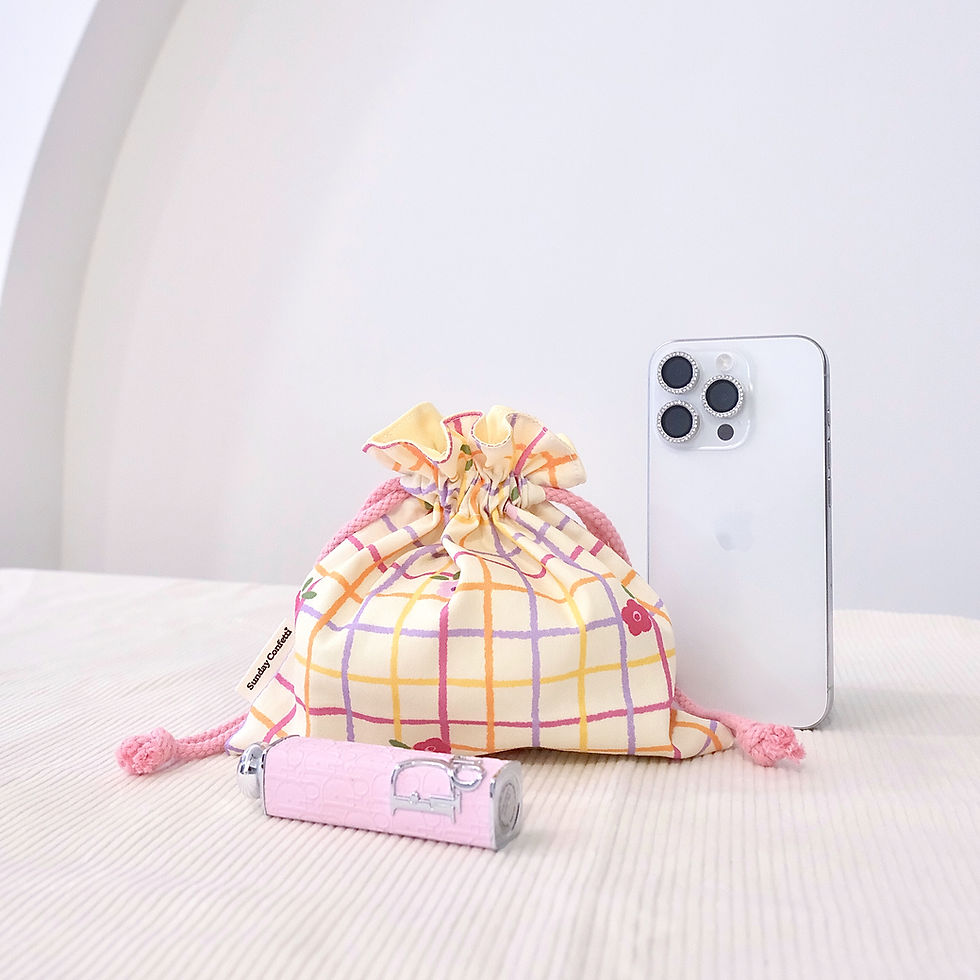 Thumbnail: Petal Plaids drawstring pouch