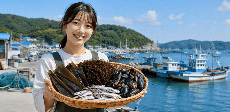 어촌_해산물_소녀.gif