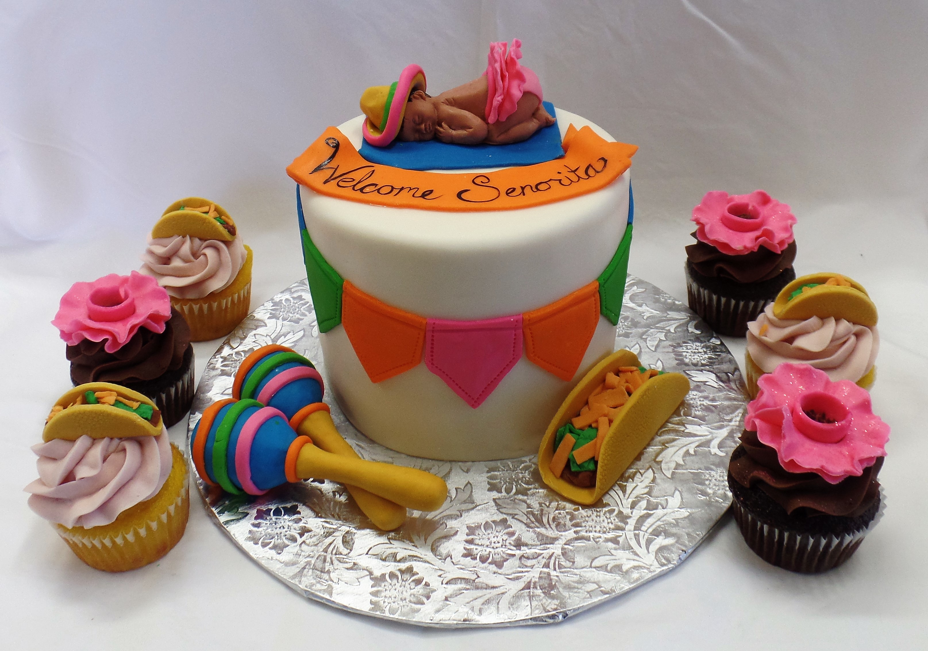 Tacos and Tutus Baby Shower Cake