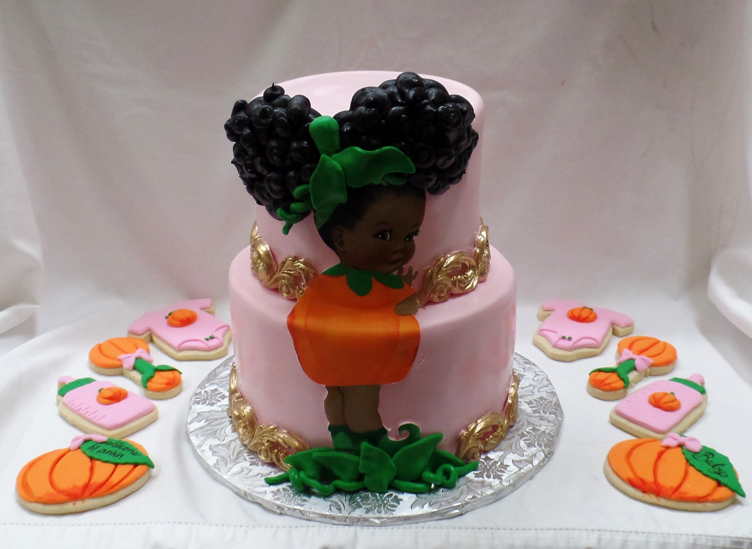 Pumpkin Afro Puff Baby Shower