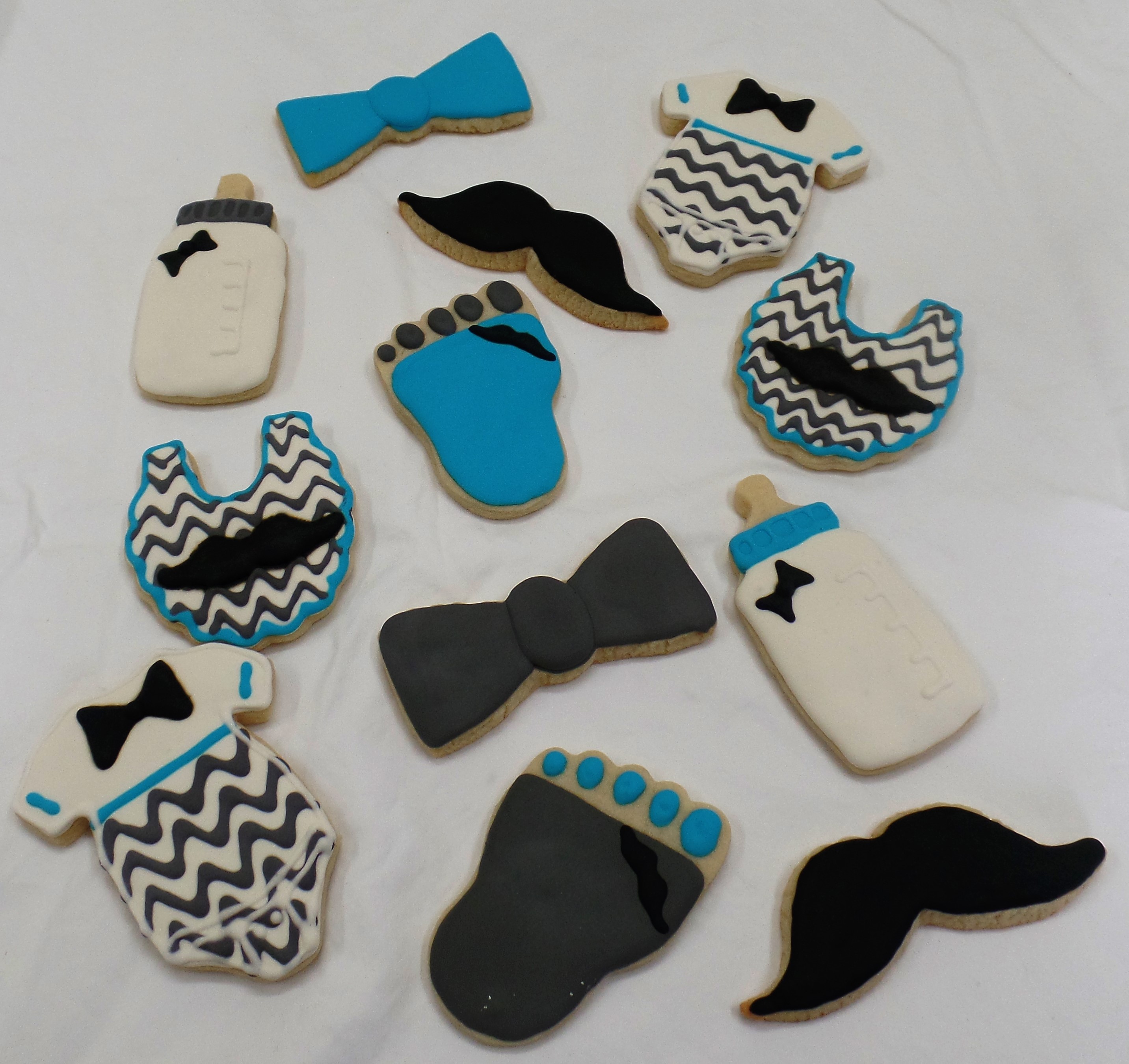 Mustache Baby Shower Cookies