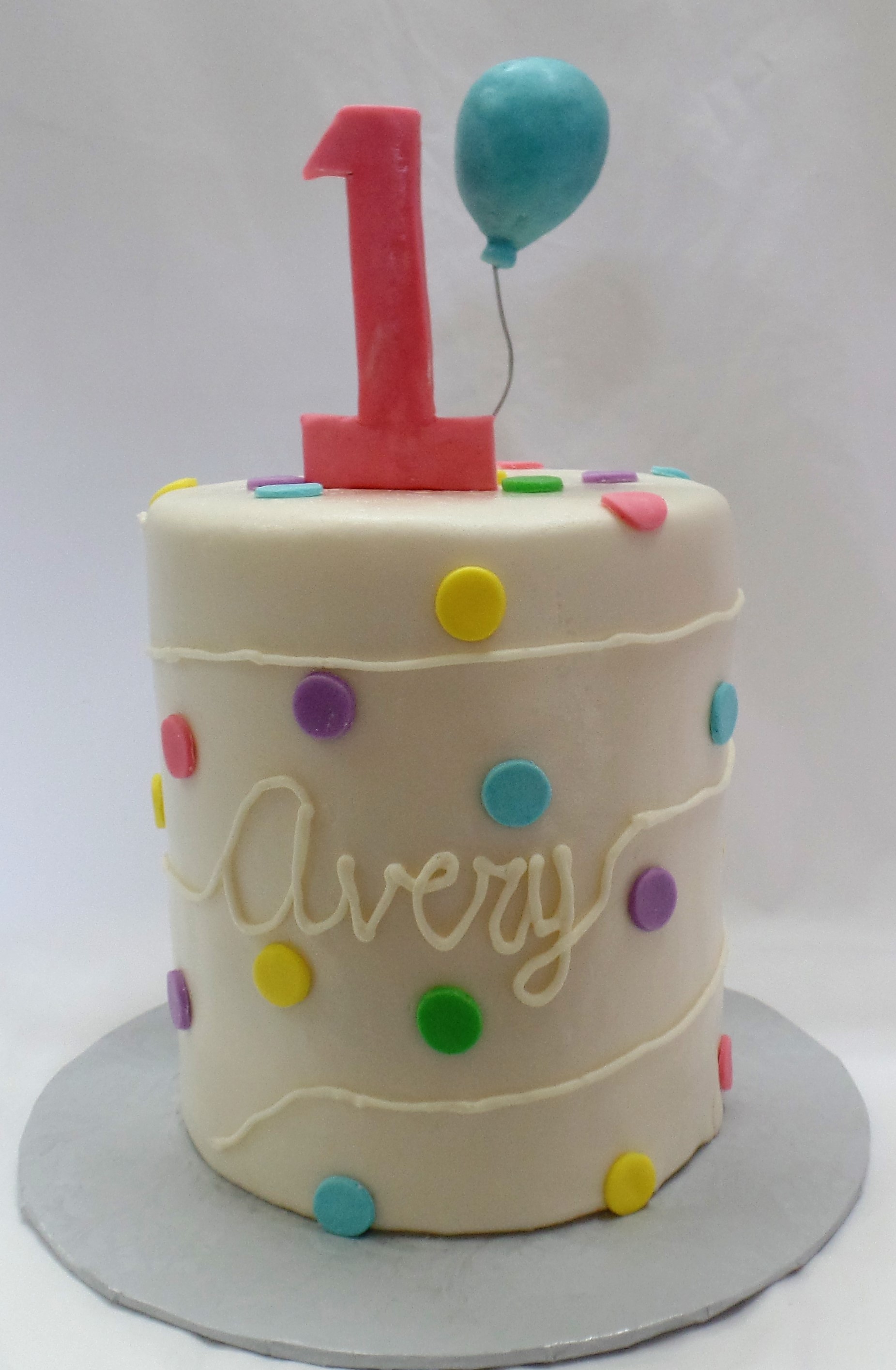 Balloon and Spots Birthday Cake