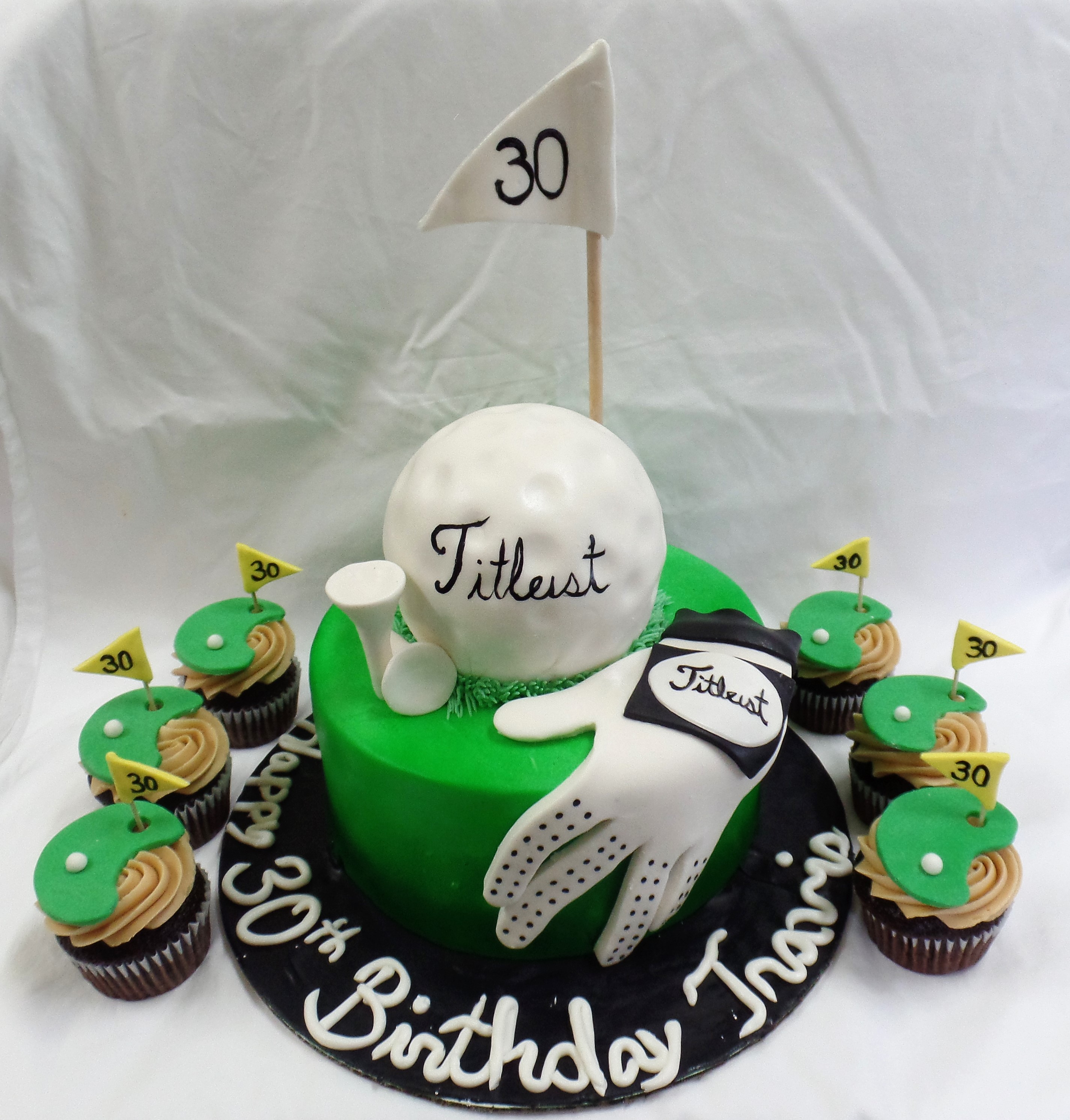 Golf Birthday Cake and Cupcakes