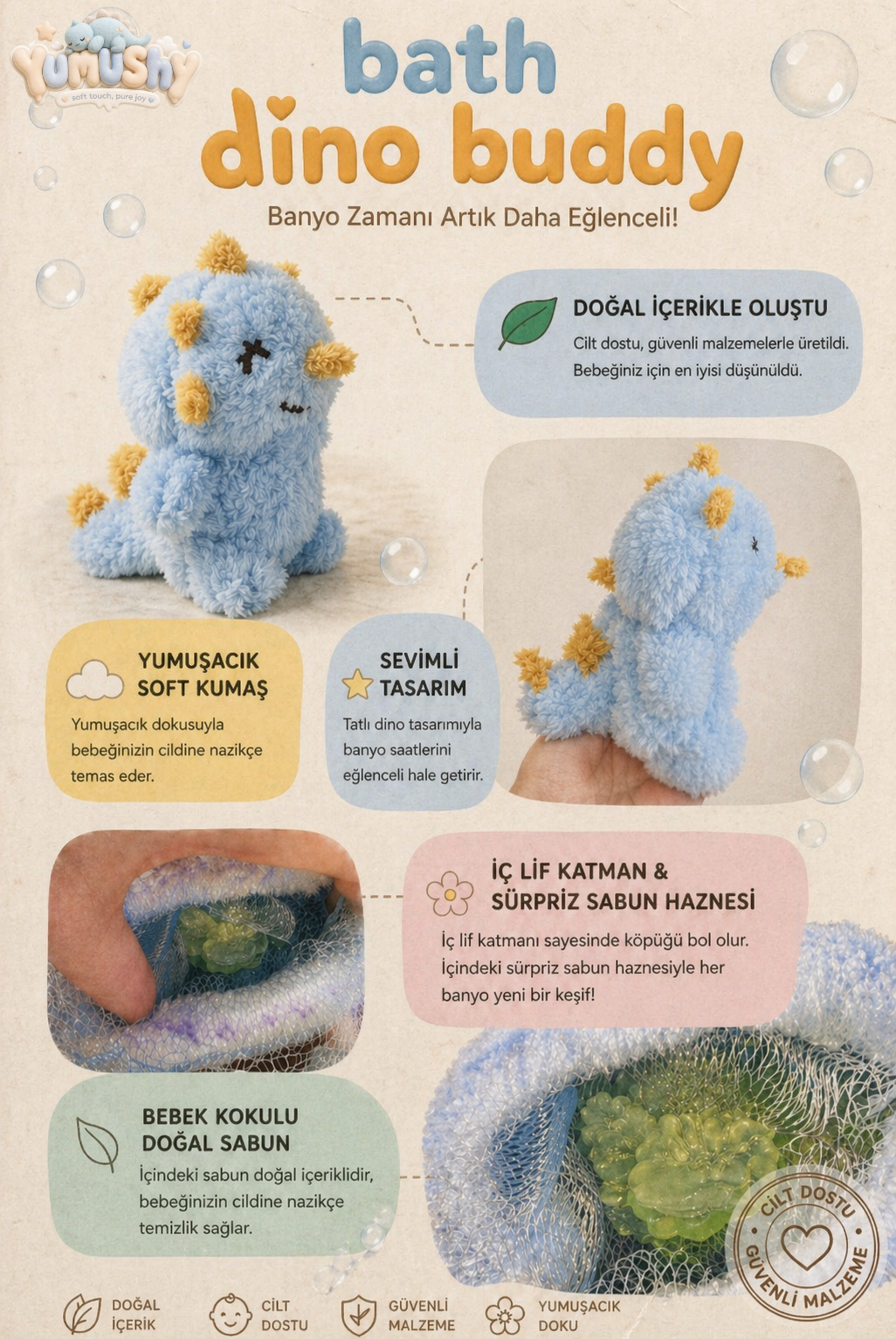 Bath Dino Buddy Sabun Dolgulu Banyo Lifi