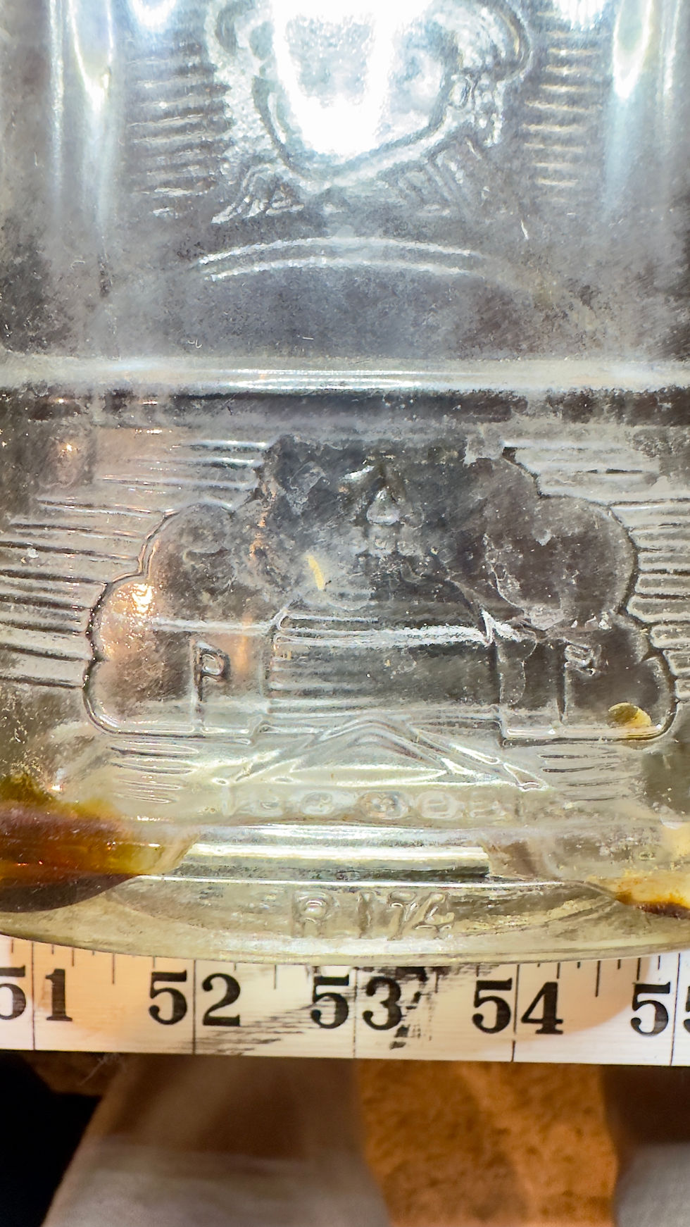 Thumbnail: Vintage Old Mr. Boston Embossed, glass liquor bottle, with original cap