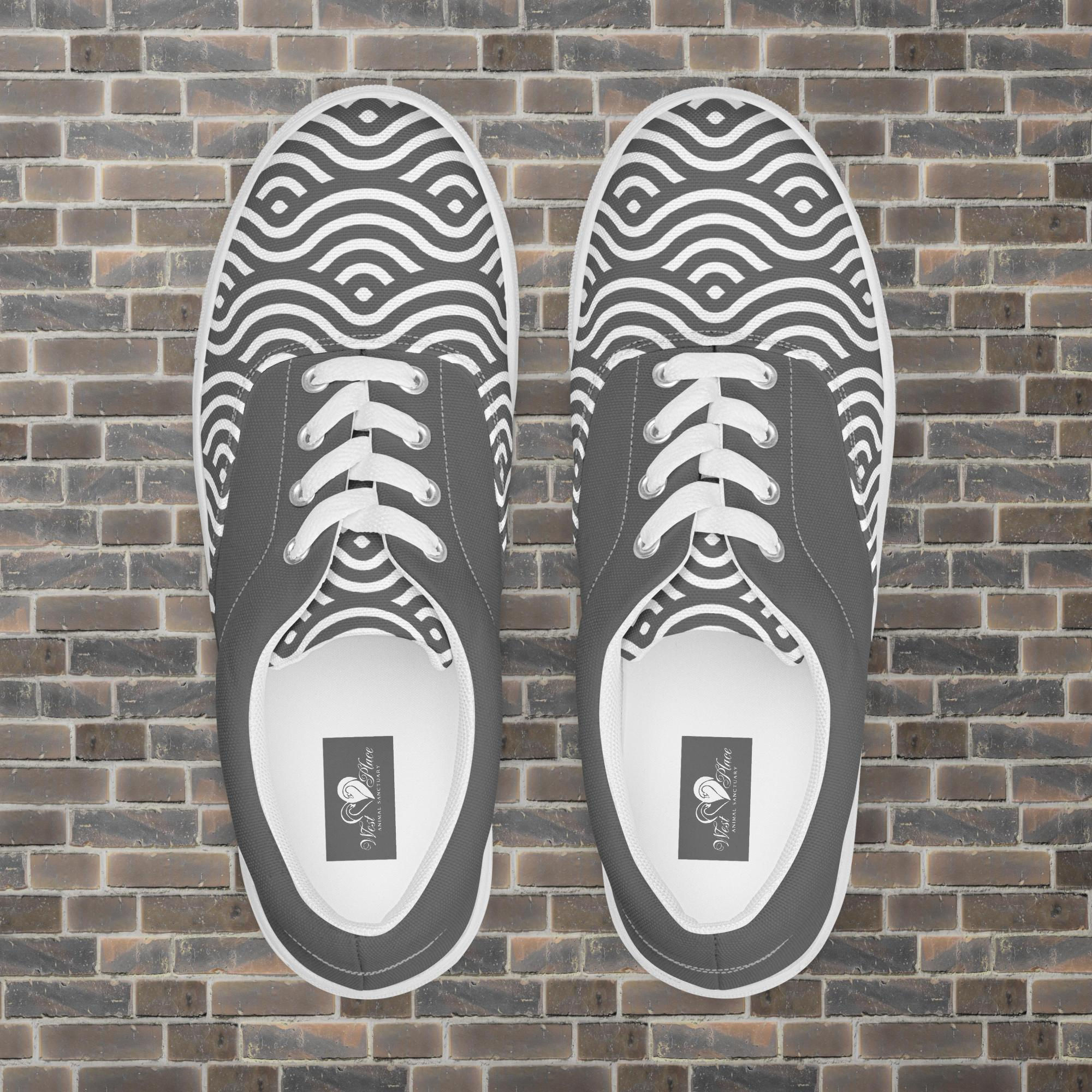 Gray Wave Men’s Lace-up Canvas Shoes