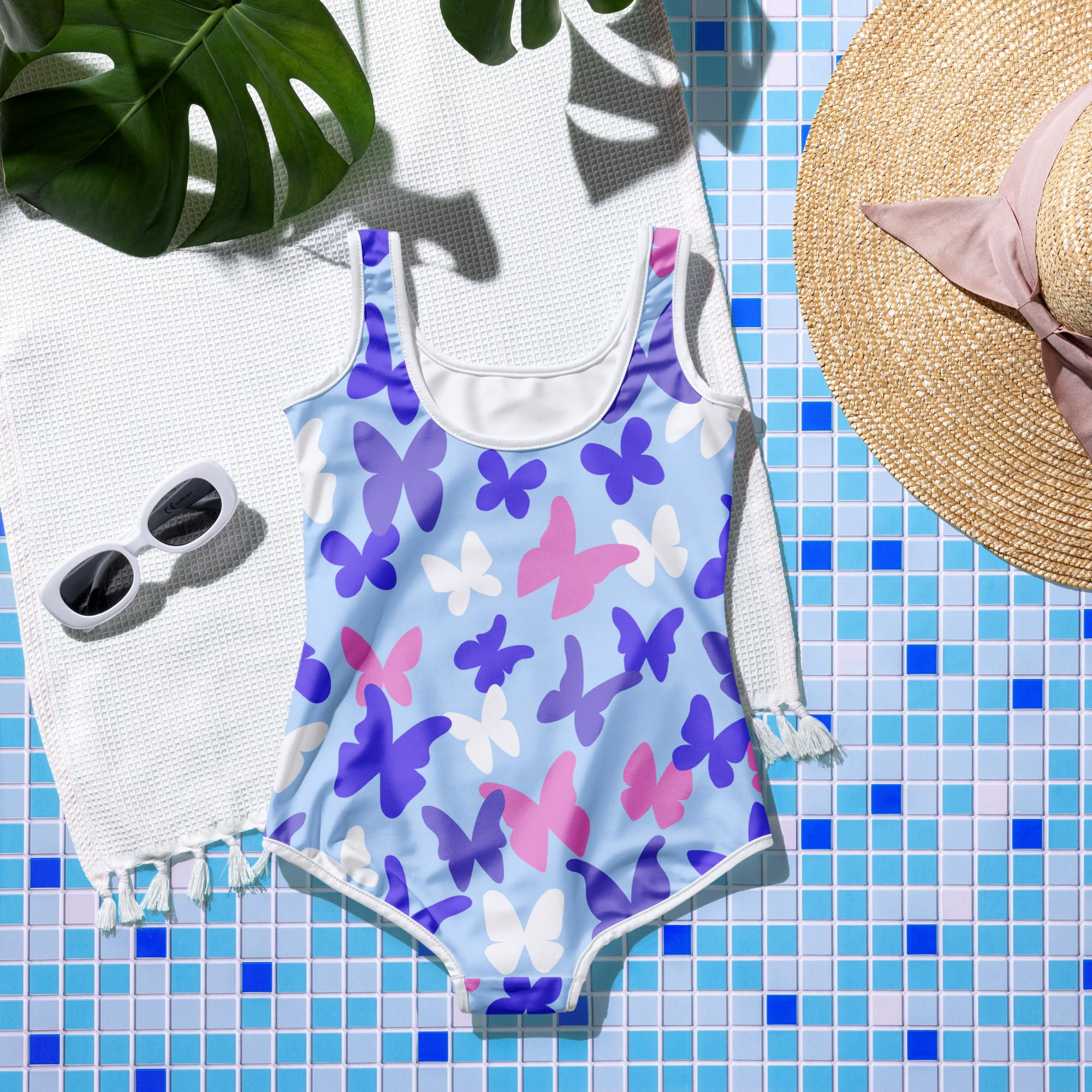 Youth Swimsuit Blue Butterflies