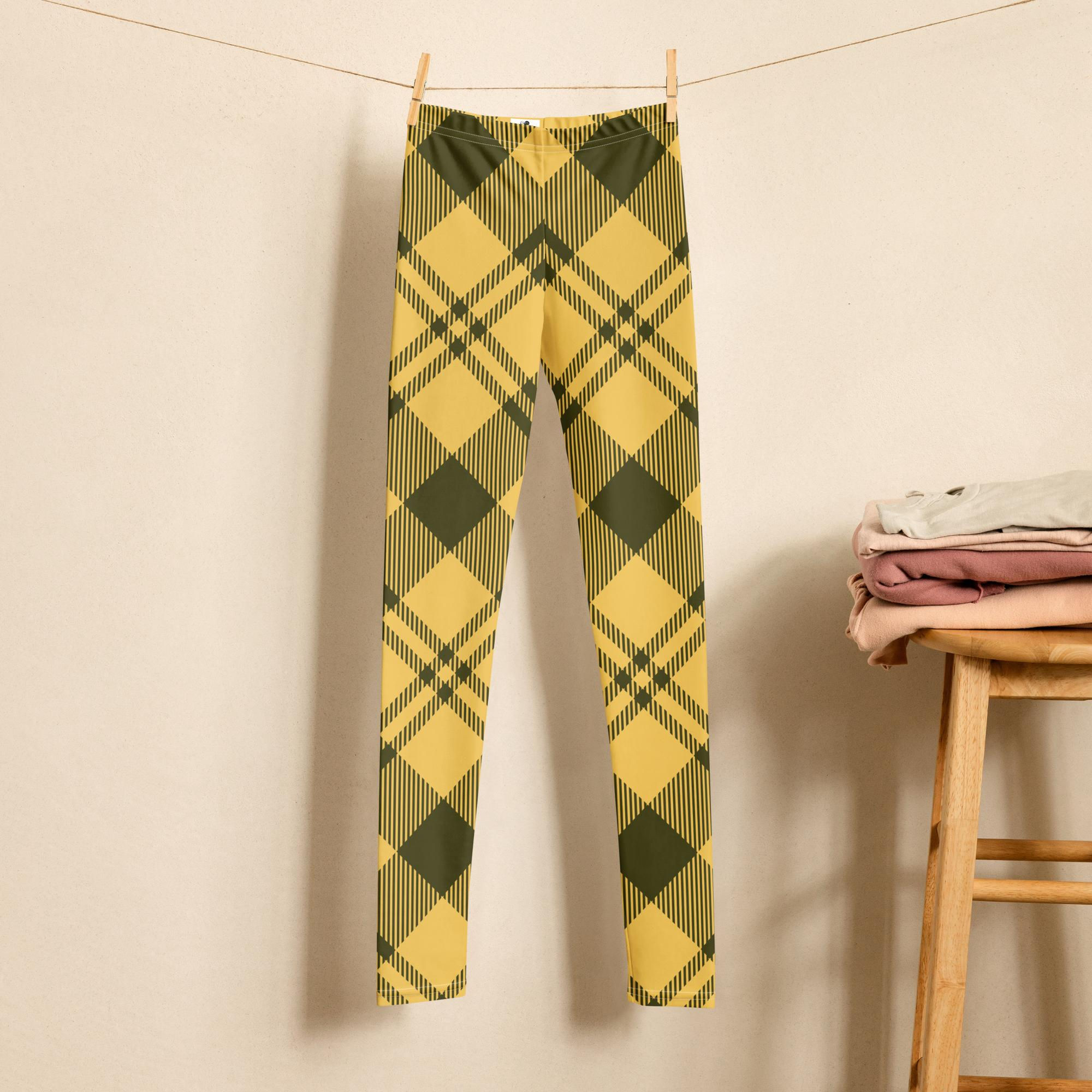 Yellow Plaid Youth Leggings