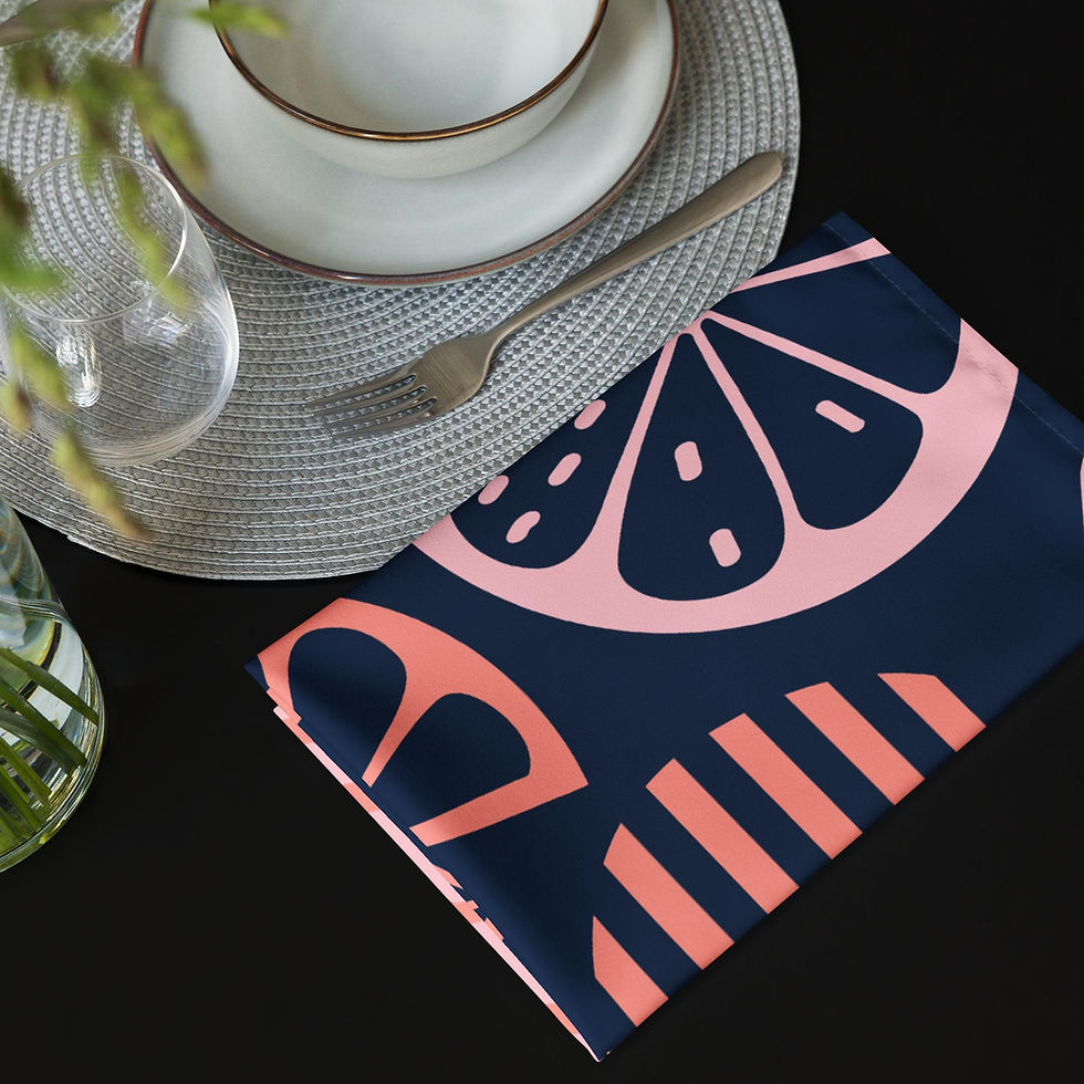 Thumbnail: Cloth Napkin Set Blue Oranges