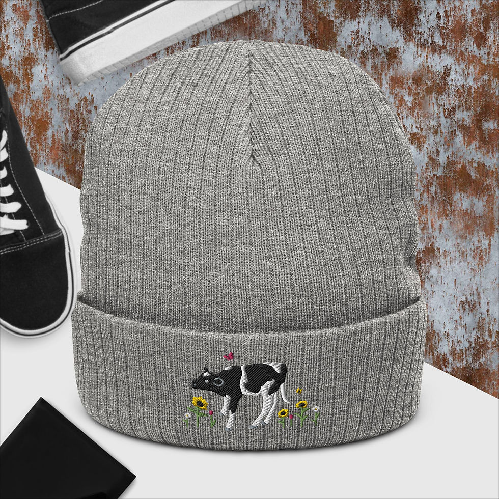 Thumbnail: Embroidered Ribbed Knit Beanie Jensen