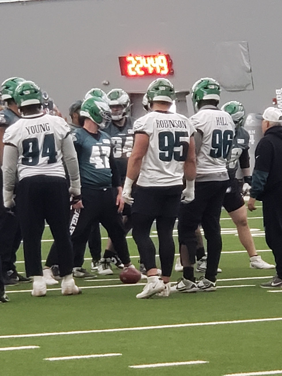 Eagles backup defensive lineman Ty Robinson (95) will likely see a larger role this week against the Commanders. Photo by Al Thompson