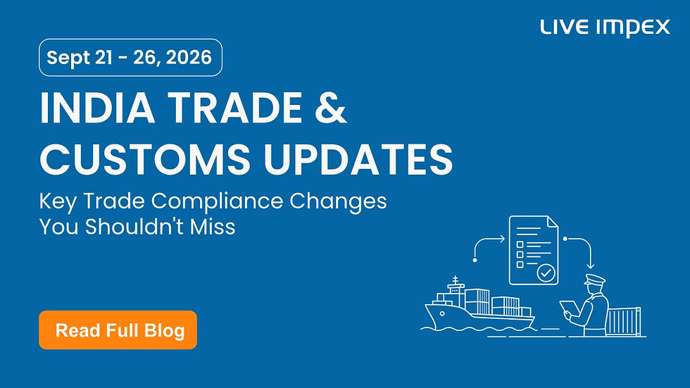 India Trade & Customs Updates: Key Changes Issued Between 21 to 26 September 2026