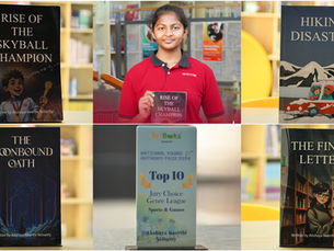 Akshaya Keerthi Yelisetty, a talented young author from Keystone, showcasing her journey of writing multiple books through the Bibliothon Reading Programme.