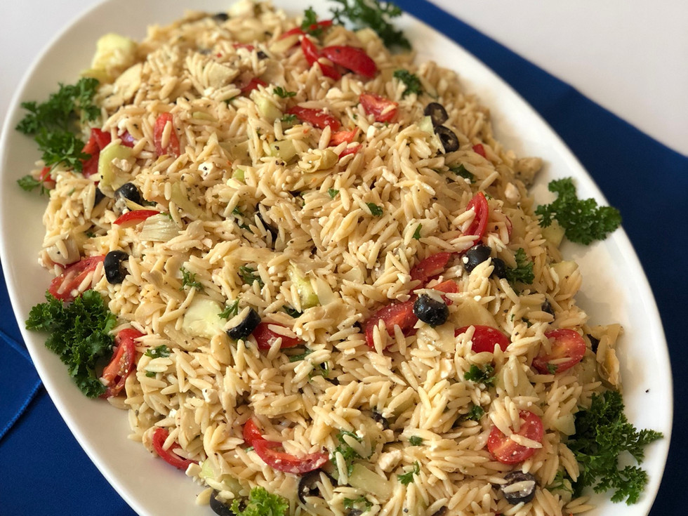 Orzo Salad on white place