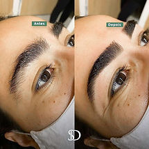 Antes e depois do design de sobrancelhas