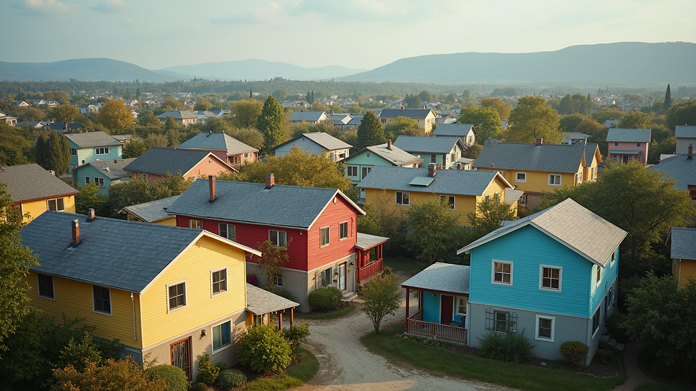 High angle view of vibrant community housing