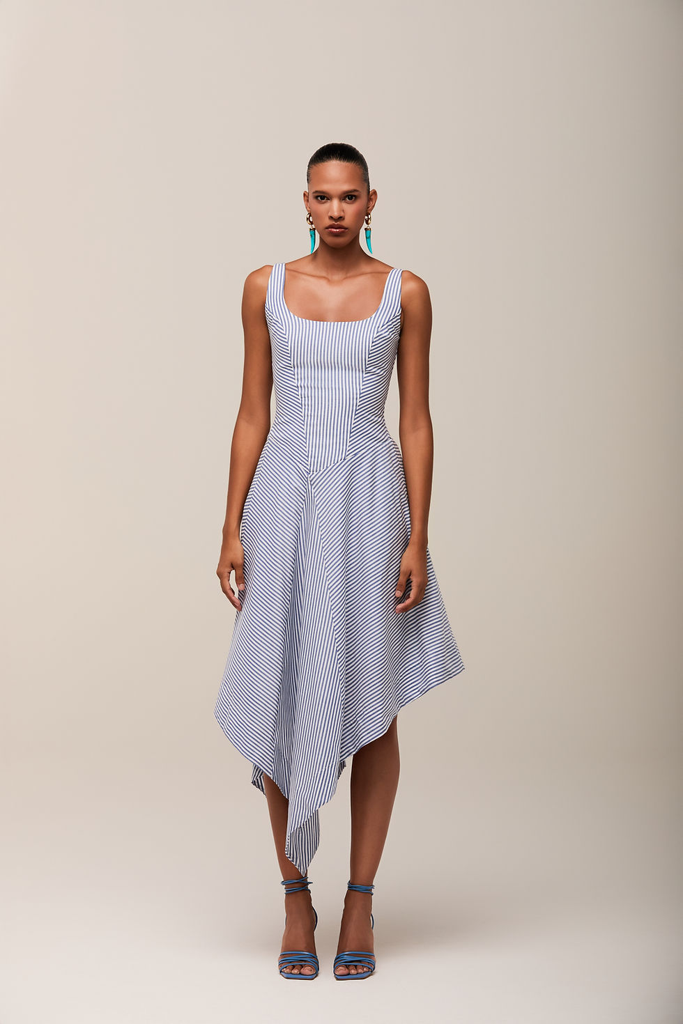 Thumbnail: Dress - Blue Striped