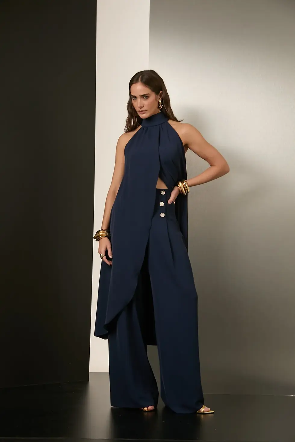 Miniatura: Tailored Pants w/ Buttons – Navy