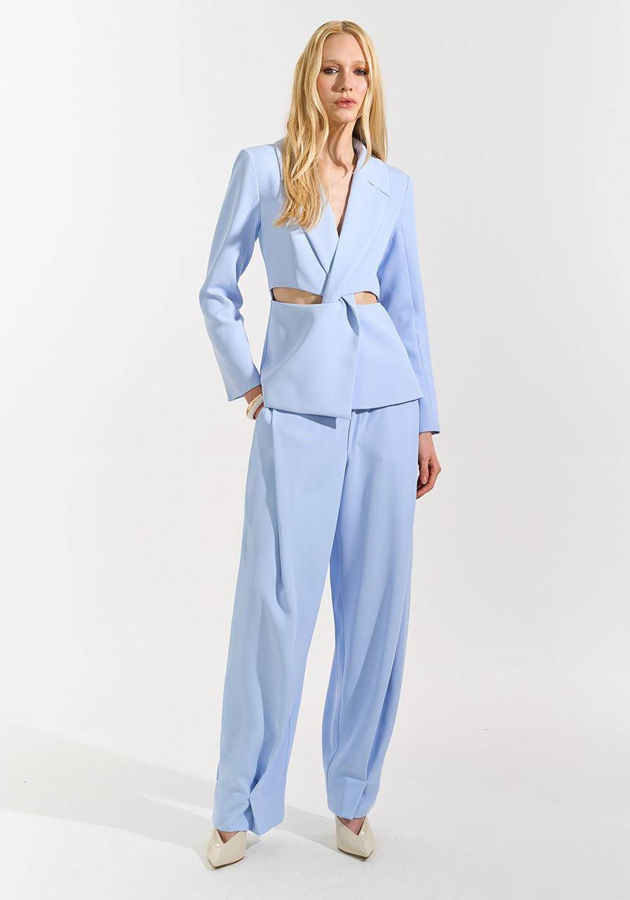 Thumbnail: Cutout Waist Blazer – Light Blue