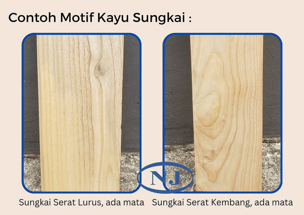Sungkai serat lurus dan kembang ada mata