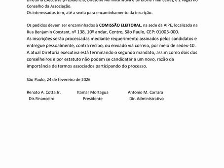 Eleições na AIPE Diretoria execultiva e conselho fiscal