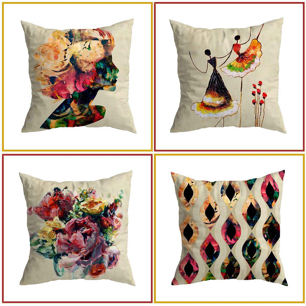 Dibacraft 4'lü Çift Taraflı Çiçek Temalı Dekoratif Kırlent Kılıfı