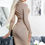 Thumbnail: Jane ribbed turtle neck midi dress