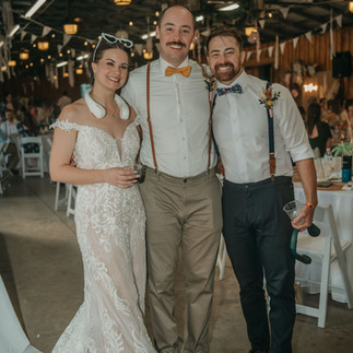 bride groom and groomsman