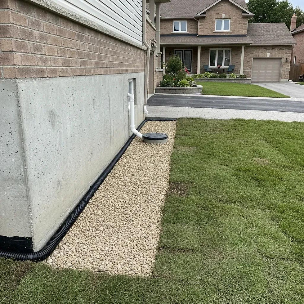 Drainage system installed around backyard patio and pool in Burlington