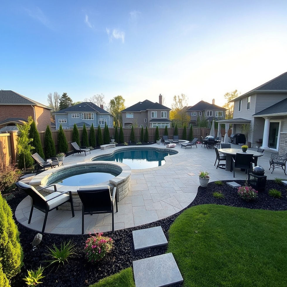 landscape construction going on in a backyard in Oakville, Ontario.jpg