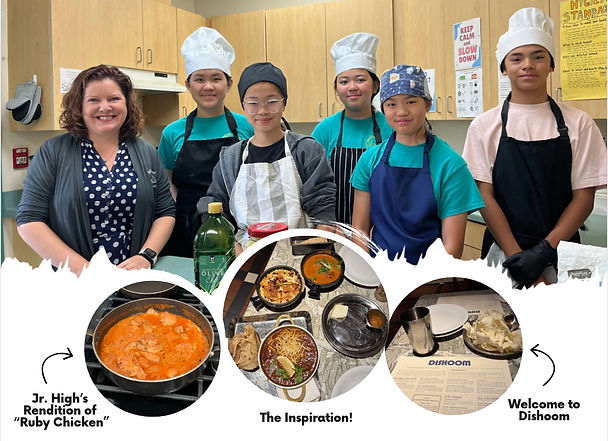 Arborland Junior High teacher with 7th and 8th grade culinary students