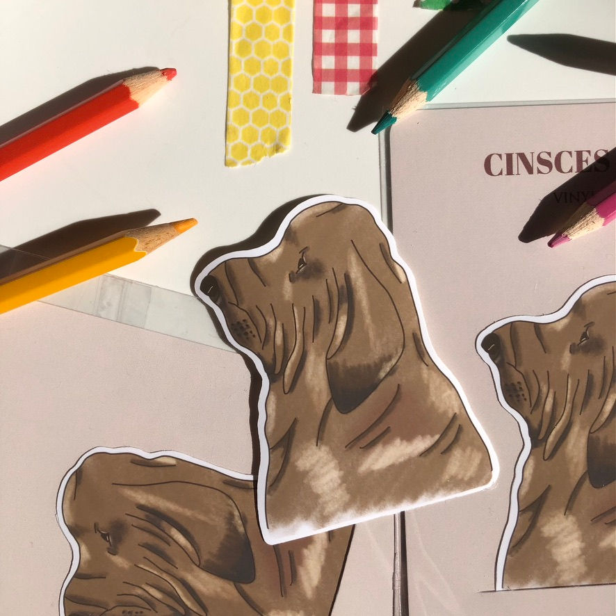 縮圖：手繪血犬插畫｜防水貼紙 ｜ 插畫 筆電 行李箱貼 水壺 貼紙