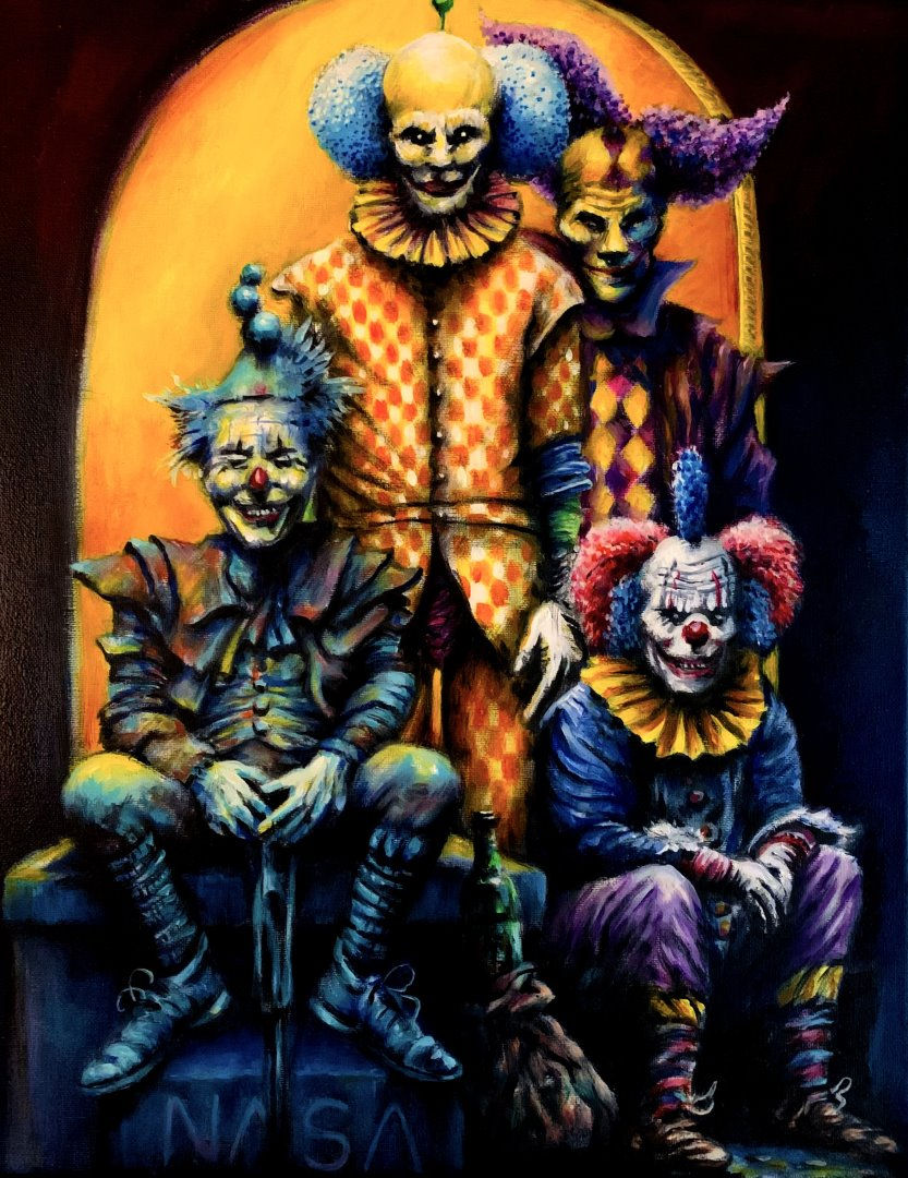 Four very creepy clowns with a hidden NASA agenda.