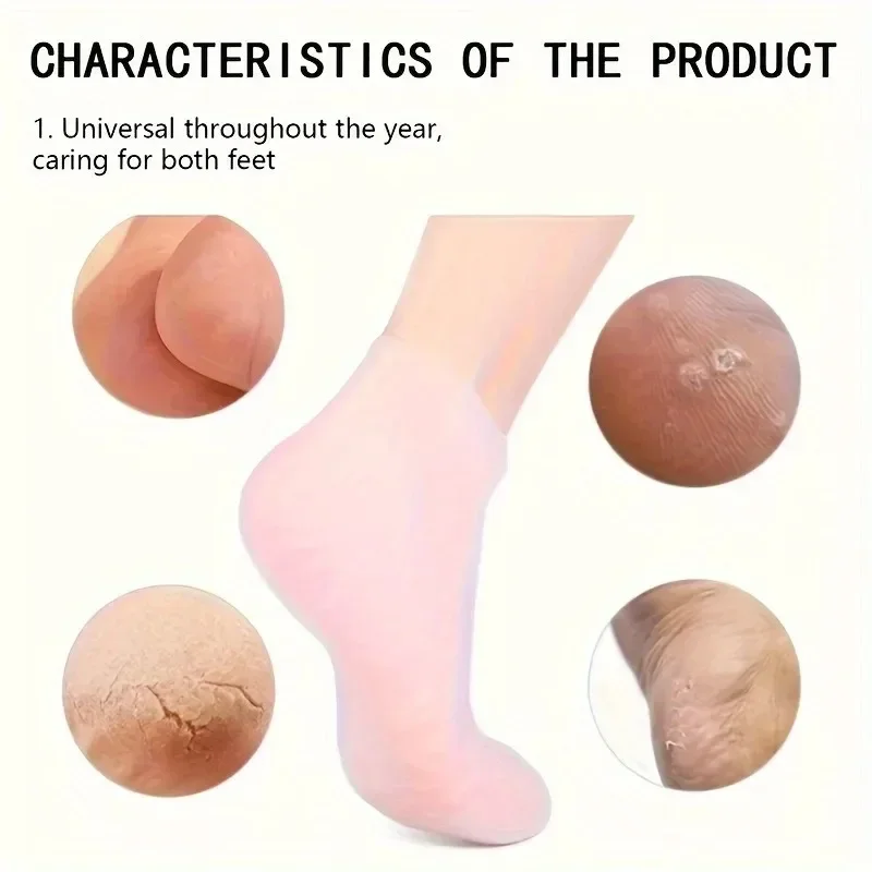 Thumbnail: Elastic Silicone Moisturizing Foot Socks for Dry …Cracked Feet Foot Care Socks M