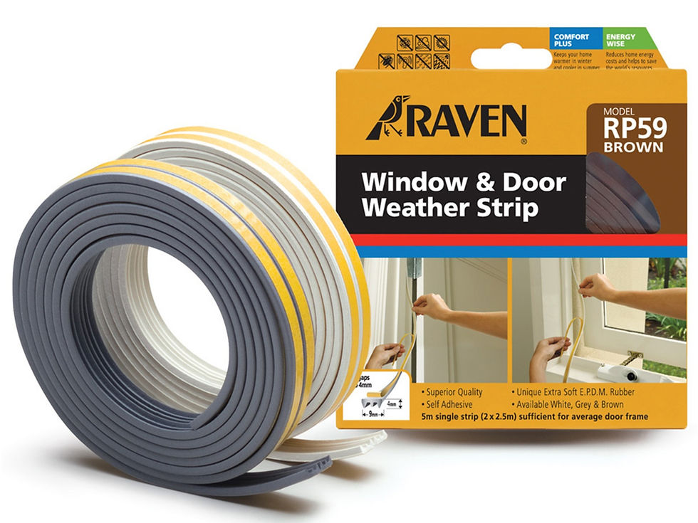 Thumbnail: Raven RP59 brown weather strip roll and packaging, window and door seal.