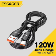 Essager Cabo Super Rápido USB Tipo C- 120W(AliExpress)1m-R$20,65 - 2m-R$22,91 IMPOSTO INCLUSO