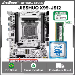 JIESHUO X99-JS12 Placa Mãe LGA2011-3 +Processador Xeon E5-2680 V3+ Memória Ram DDR4 16GB 2133mhz,TPM 2.0(AliExpress)R$749🇧🇷Produto no Brasil