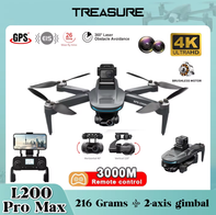 L200 PRO/Pro Max Drone com GPS 3KM, Motor sem escova,4K HD, Quadcopter FPV profissional,Gimbal de 2 eixos,Evitar obstáculos(AliExpress)Pro -R$721,52//Pro Max-R$797,19 (imposto incluso)